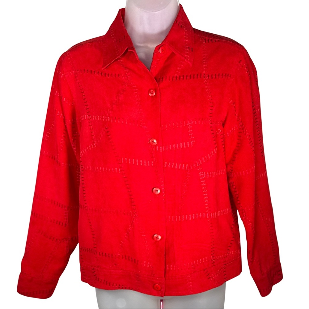 Christopher‎ & Banks Red Faux Suede Embroidered Jacket – Size S